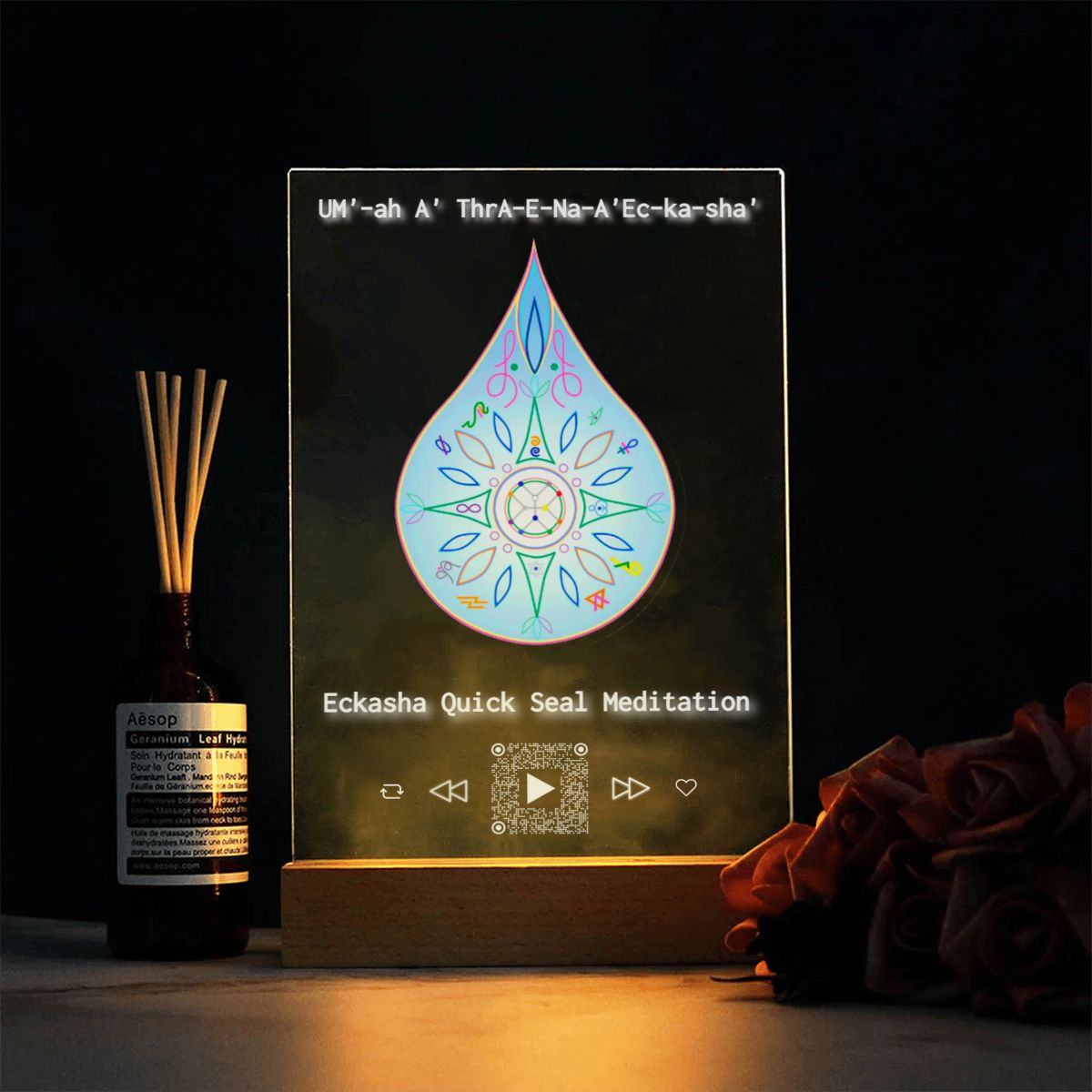 Eckasha Quick Seal Optical-Pineal Induction Light  | LED Acrylic Desk Plaque.